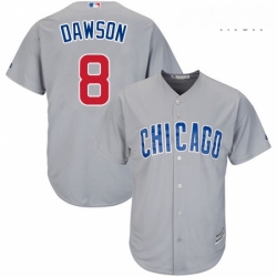 Mens Majestic Chicago Cubs 8 Andre Dawson Replica Grey Road Cool Base MLB Jersey