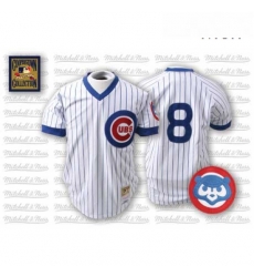 Mens Mitchell and Ness Chicago Cubs 8 Andre Dawson Authentic WhiteBlue Strip Throwback MLB Jersey