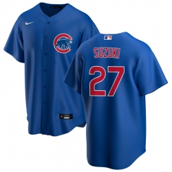 Mens Nike Chicago Cubs #27 Seiya Suzuki Royal Alternate Stitched Baseball Jerse