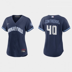 Chicago Cubs 40 Willson Contreras Women Nike 2021 City Connect Navy MLB Jersey