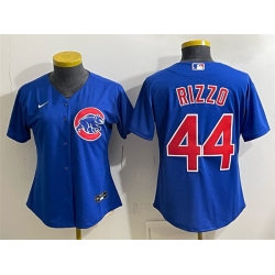 Women Chicago Cubs  44 Anthony Rizzo Royal Stitched Baseball Jersey Run Small 