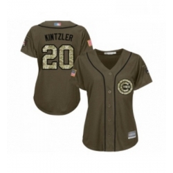 Womens Chicago Cubs 20 Brandon Kintzler Authentic Green Salute to Service Baseball Jersey 