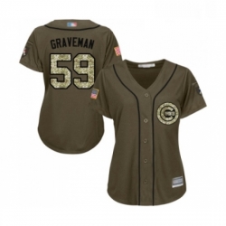 Womens Chicago Cubs 59 Kendall Graveman Authentic Green Salute to Service Baseball Jersey 