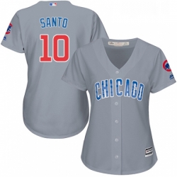 Womens Majestic Chicago Cubs 10 Ron Santo Replica Grey Road MLB Jersey