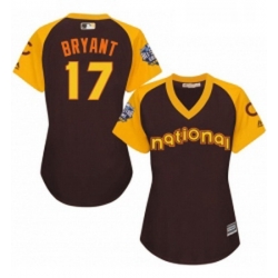 Womens Majestic Chicago Cubs 17 Kris Bryant Authentic Brown 2016 All Star National League BP Cool Base MLB Jersey