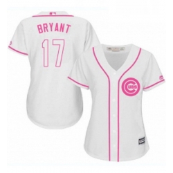 Womens Majestic Chicago Cubs 17 Kris Bryant Authentic White Fashion MLB Jersey