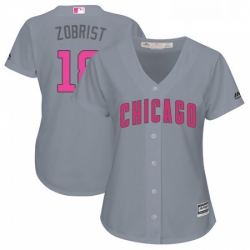 Womens Majestic Chicago Cubs 18 Ben Zobrist Authentic Grey Mothers Day Cool Base MLB Jersey