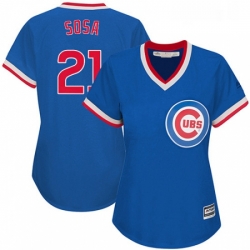 Womens Majestic Chicago Cubs 21 Sammy Sosa Authentic Royal Blue Cooperstown MLB Jersey