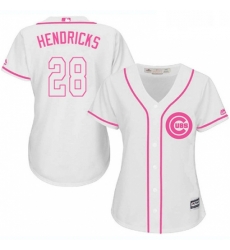 Womens Majestic Chicago Cubs 28 Kyle Hendricks Authentic White Fashion MLB Jersey