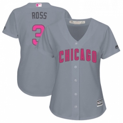 Womens Majestic Chicago Cubs 3 David Ross Authentic Grey Mothers Day Cool Base MLB Jersey