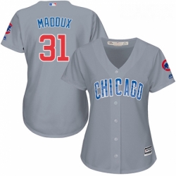 Womens Majestic Chicago Cubs 31 Greg Maddux Authentic Grey Road MLB Jersey