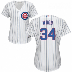 Womens Majestic Chicago Cubs 34 Kerry Wood Replica White Home Cool Base MLB Jersey