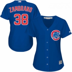 Womens Majestic Chicago Cubs 38 Carlos Zambrano Authentic Royal Blue Alternate MLB Jersey