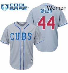 Womens Majestic Chicago Cubs 44 Anthony Rizzo Replica Grey Alternate Road MLB Jersey