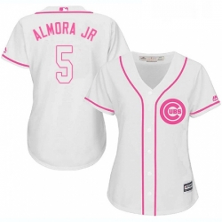 Womens Majestic Chicago Cubs 5 Albert Almora Jr Replica White Fashion MLB Jersey 