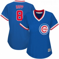 Womens Majestic Chicago Cubs 8 Ian Happ Authentic Royal Blue Cooperstown MLB Jersey 