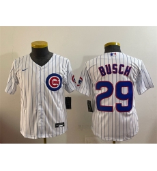 Youth Chicago Cubs 29 Michael Busch White Cool Base Stitched Baseball Jersey Youth Chicago Cubs 29 Michael Busch White Cool Base Stitched Baseball Jersey