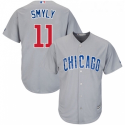 Youth Majestic Chicago Cubs 11 Drew Smyly Replica Grey Road Cool Base MLB Jersey 