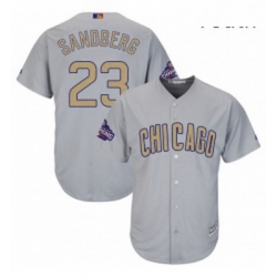 Youth Majestic Chicago Cubs 23 Ryne Sandberg Authentic Gray 2017 Gold Champion Cool Base MLB Jersey