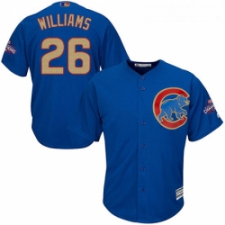 Youth Majestic Chicago Cubs 26 Billy Williams Authentic Royal Blue 2017 Gold Champion Cool Base MLB Jersey