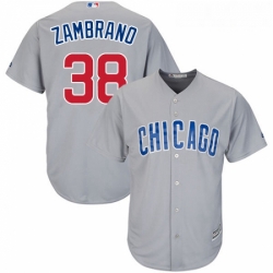 Youth Majestic Chicago Cubs 38 Carlos Zambrano Authentic Grey Road Cool Base MLB Jersey