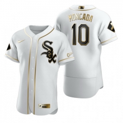 Chicago White Sox 10 Yoan Moncada White Nike Mens Authentic Golden Edition MLB Jersey