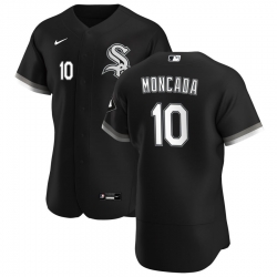 Men Chicago White Sox 10 Yoan Moncada Men Nike Black Alternate 2020 Flex Base Player MLB Jersey