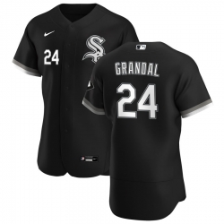 Men Chicago White Sox 24 Yasmani Grandal Men Nike Black Alternate 2020 Flex Base Player MLB Jersey