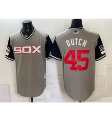 Men Chicago White Sox 45 Dutch Grey Stitched Baseball Jersey Men Chicago White Sox 45 Dutch Grey Stitched Baseball Jersey
