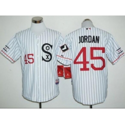 Men Chicago White Sox #45 Michael Jordan White Stips Jersey