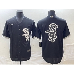 Men Chicago White Sox Black Team Big Logo Cool Base Stitched JerseyS