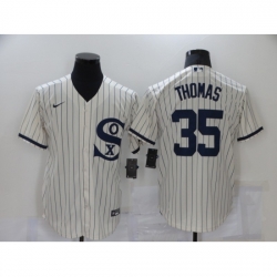 Men Nike Chicago White Sox 35 Frank Thomas Cream Game 2021 Field of Dreams Jersey