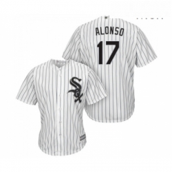 Mens Chicago White Sox 17 Yonder Alonso Replica White Home Cool Base Baseball Jersey 