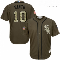 Mens Majestic Chicago White Sox 10 Ron Santo Authentic Green Salute to Service MLB Jersey