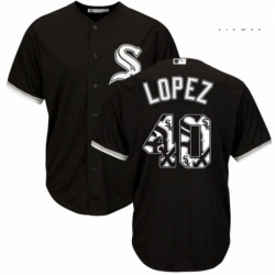 Mens Majestic Chicago White Sox 40 Reynaldo Lopez Authentic Black Team Logo Fashion Cool Base MLB Jersey 