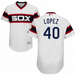 Mens Majestic Chicago White Sox 40 Reynaldo Lopez White Alternate Flex Base Authentic Collection MLB Jersey