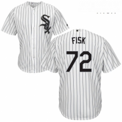 Mens Majestic Chicago White Sox 72 Carlton Fisk Replica White Home Cool Base MLB Jersey