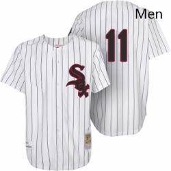 Mens Mitchell and Ness Chicago White Sox 11 Luis Aparicio Replica White Throwback MLB Jersey