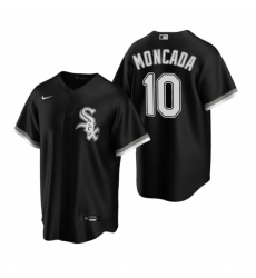 Mens Nike Chicago White Sox 10 Yoan Moncada Black Alternate Stitched Baseball Jersey