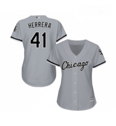 Womens Chicago White Sox 41 Kelvin Herrera Replica Grey Road Cool Base Baseball Jersey 