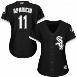 Womens Majestic Chicago White Sox 11 Luis Aparicio Replica Black Alternate Home Cool Base MLB Jersey