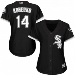 Womens Majestic Chicago White Sox 14 Paul Konerko Authentic Black Alternate Home Cool Base MLB Jersey