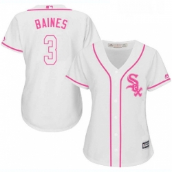 Womens Majestic Chicago White Sox 3 Harold Baines Replica White Fashion Cool Base MLB Jersey