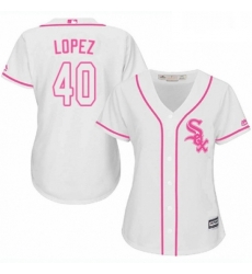 Womens Majestic Chicago White Sox 40 Reynaldo Lopez Authentic White Fashion Cool Base MLB Jersey 