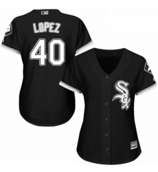 Womens Majestic Chicago White Sox 40 Reynaldo Lopez Replica Black Alternate Home Cool Base MLB Jersey 