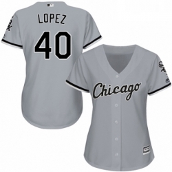 Womens Majestic Chicago White Sox 40 Reynaldo Lopez Replica Grey Road Cool Base MLB Jersey 