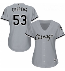 Womens Majestic Chicago White Sox 53 Welington Castillo Replica Grey Road Cool Base MLB Jersey 