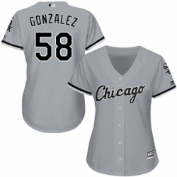 Womens Majestic Chicago White Sox 58 Miguel Gonzalez Replica Grey Road Cool Base MLB Jersey 