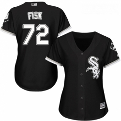 Womens Majestic Chicago White Sox 72 Carlton Fisk Replica Black Alternate Home Cool Base MLB Jersey