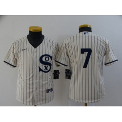 Youth Chicago White Sox 7 Tim Anderson 2021 Cream Field of Dreams Cool Base Stitched Nike Jersey 